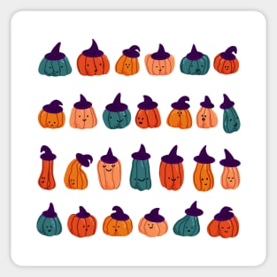 Spooky cute witch pumpkins Sticker